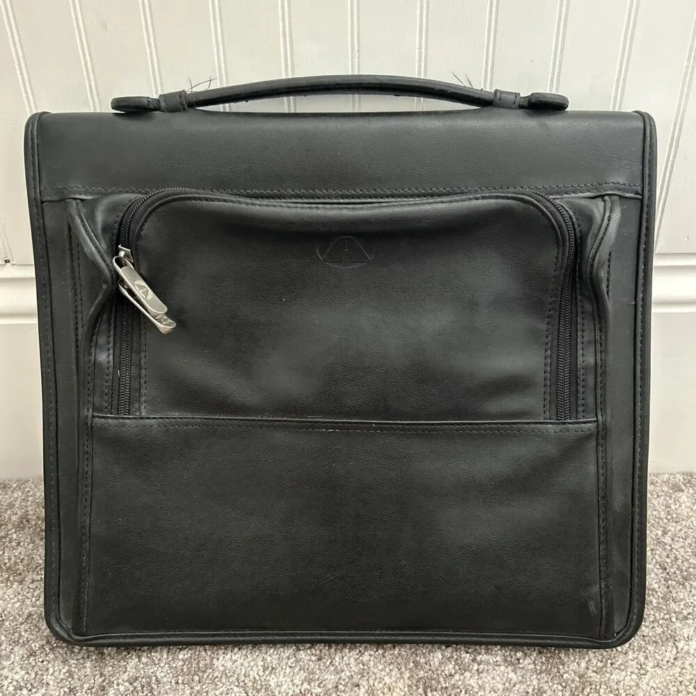 AVENUES AMERICA Black Softhyde Portfolio Briefcase With Handle